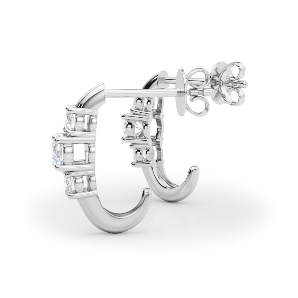 1/2 ct tw Lab Grown Diamond Three-Stone Earrings in 14K White Gold