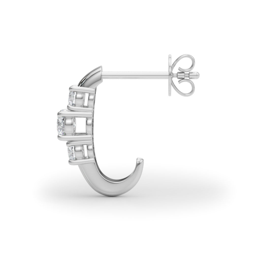 1/2 ct tw Lab Grown Diamond Three-Stone Earrings in 14K White Gold