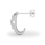 1/2 ct tw Lab Grown Diamond Three-Stone Earrings in 14K White Gold