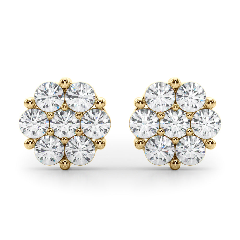 1 ct tw Lab Grown Diamond Cluster Earrings in 14K Yellow Gold