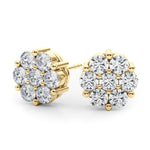 1 ct tw Lab Grown Diamond Cluster Earrings in 14K Yellow Gold