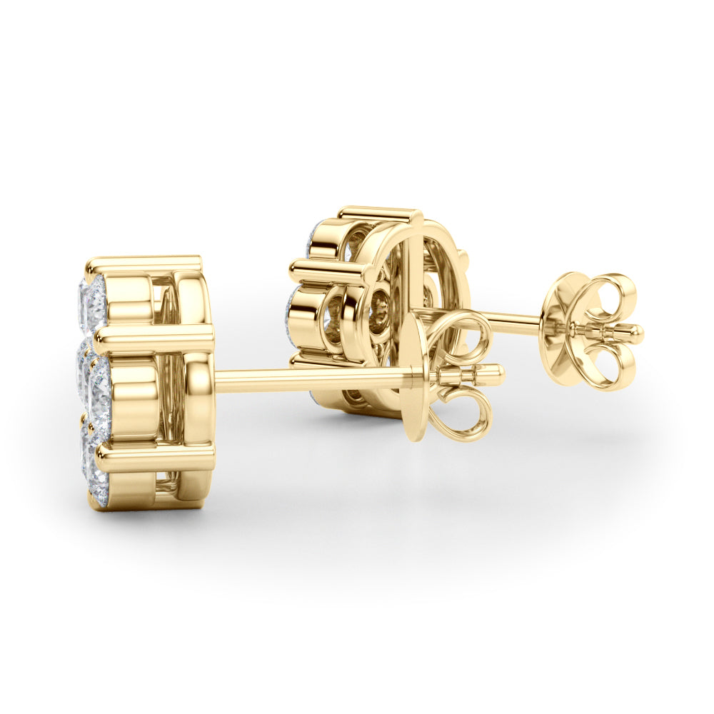 1 ct tw Lab Grown Diamond Cluster Earrings in 14K Yellow Gold