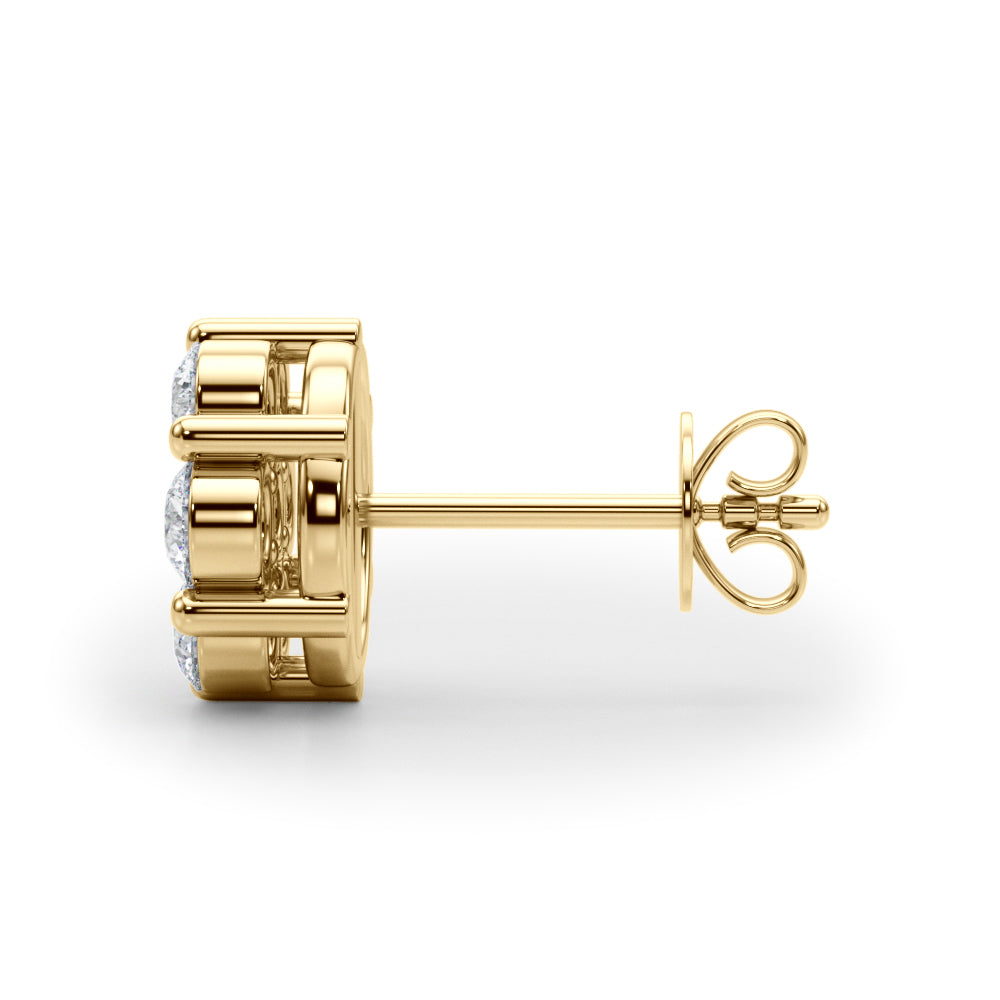 1 ct tw Lab Grown Diamond Cluster Earrings in 14K Yellow Gold