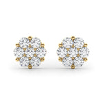 1/2 ct tw Lab Grown Diamond Cluster Earrings in 14K Yellow Gold