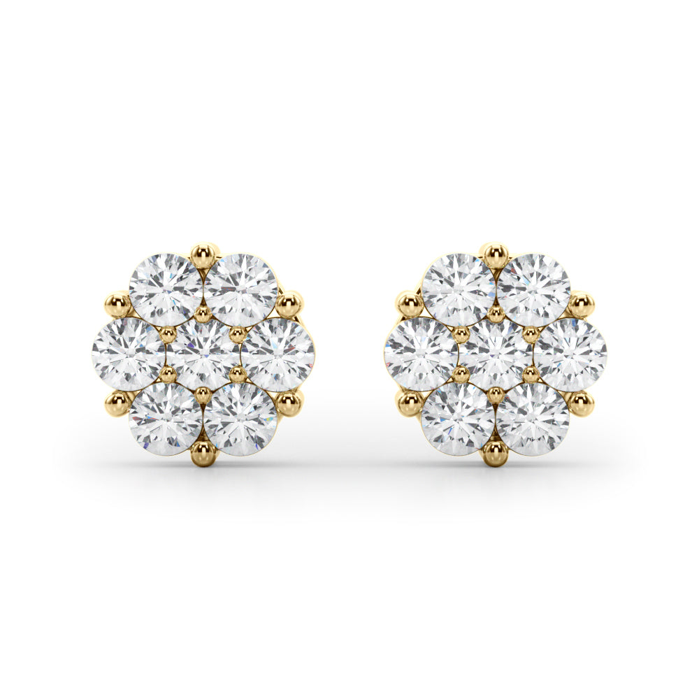 1/2 ct tw Lab Grown Diamond Cluster Earrings in 14K Yellow Gold