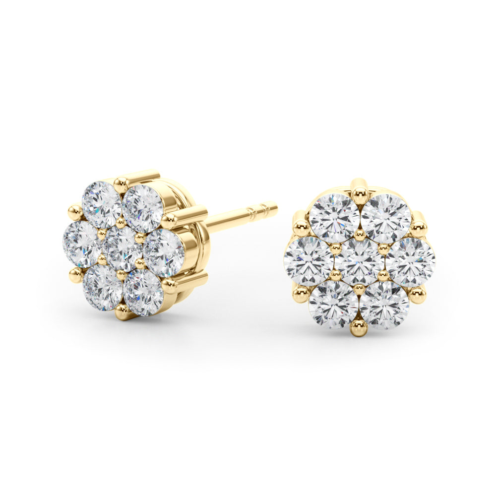 1/2 ct tw Lab Grown Diamond Cluster Earrings in 14K Yellow Gold