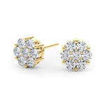 1/2 ct tw Lab Grown Diamond Cluster Earrings in 14K Yellow Gold