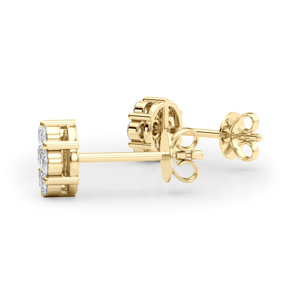 1/2 ct tw Lab Grown Diamond Cluster Earrings in 14K Yellow Gold