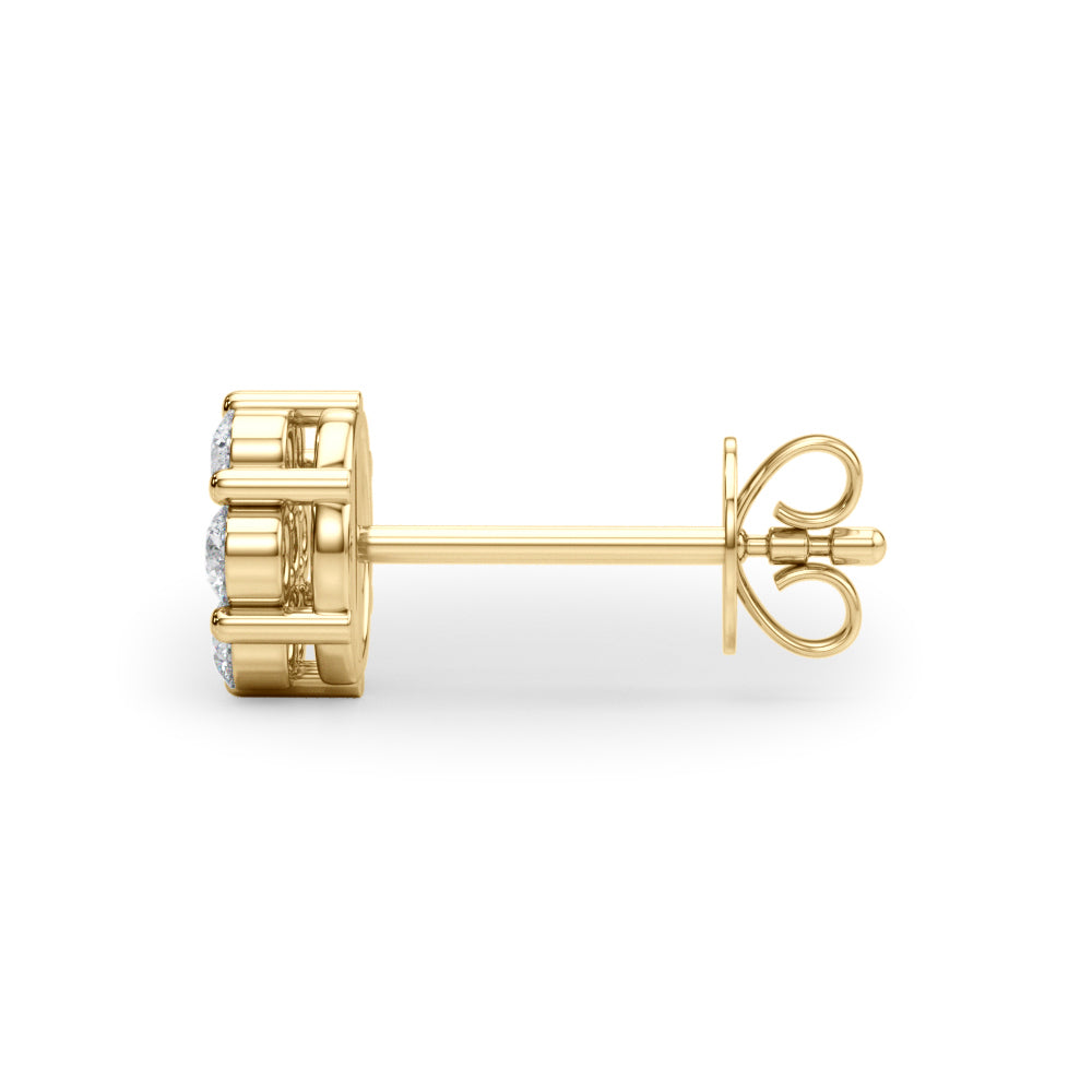 1/2 ct tw Lab Grown Diamond Cluster Earrings in 14K Yellow Gold