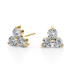 1 ct tw Lab Grown Diamond Three-Stone Earrings in 14K Yellow Gold