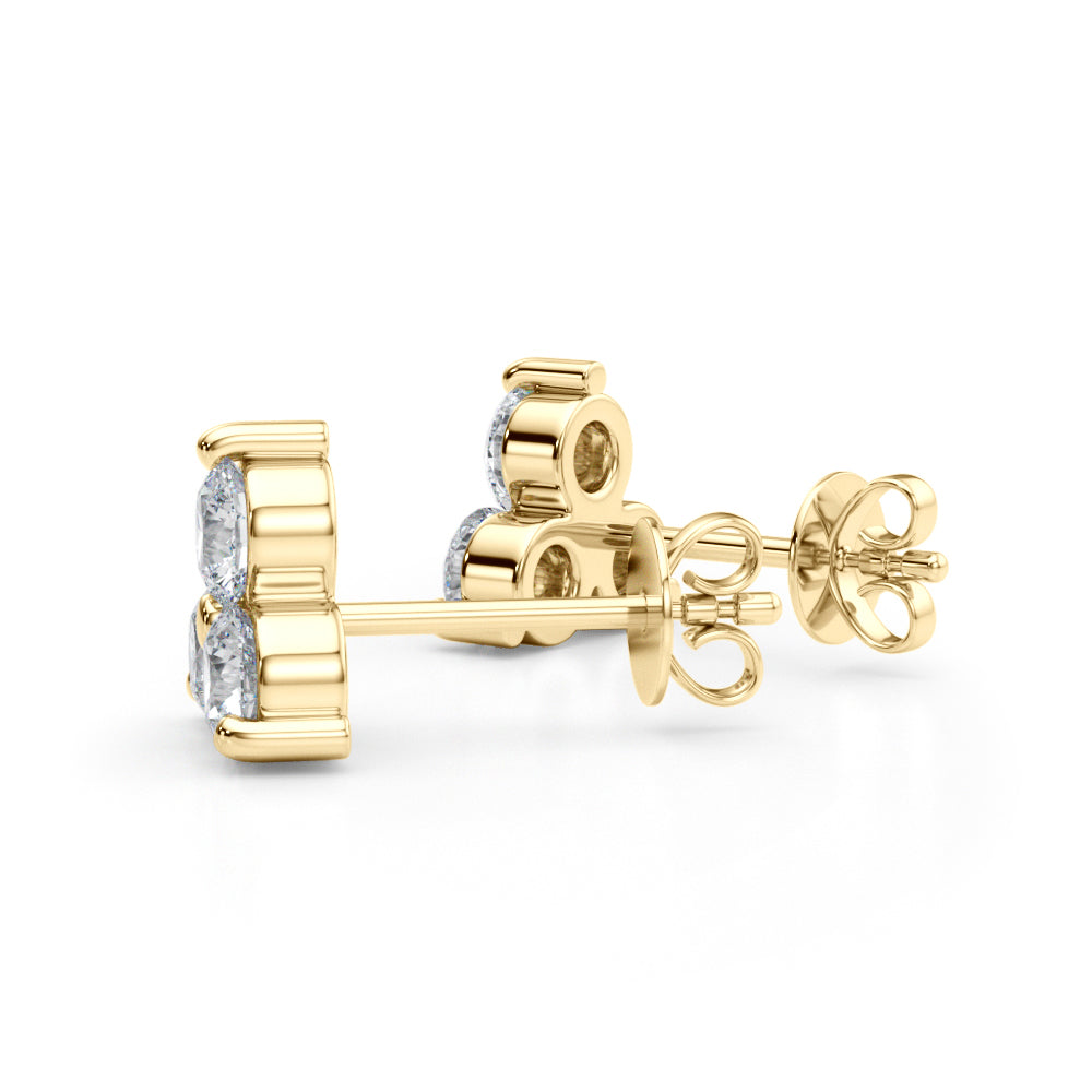 1 ct tw Lab Grown Diamond Three-Stone Earrings in 14K Yellow Gold