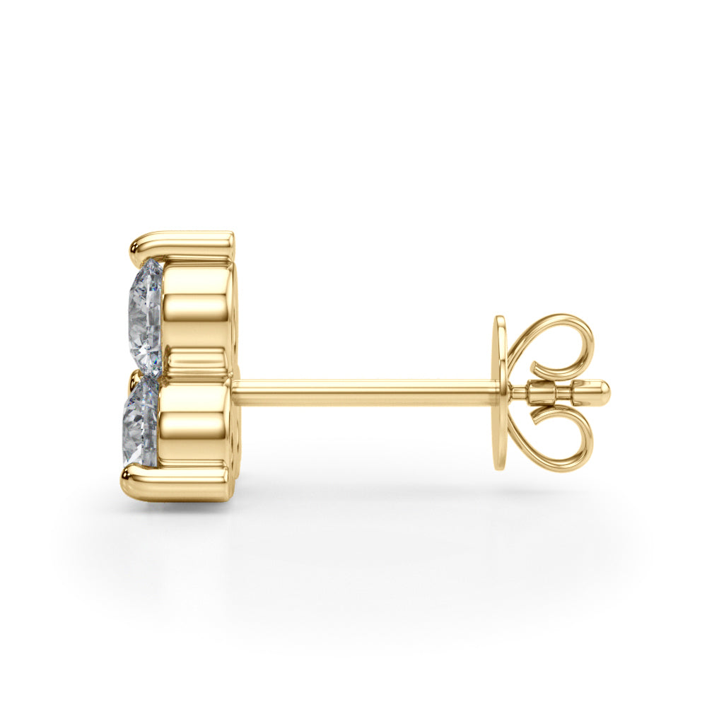1 ct tw Lab Grown Diamond Three-Stone Earrings in 14K Yellow Gold