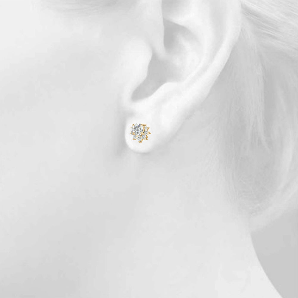 3/4 ct tw Round Lab Grown Diamond Earrings in 14K Yellow Gold