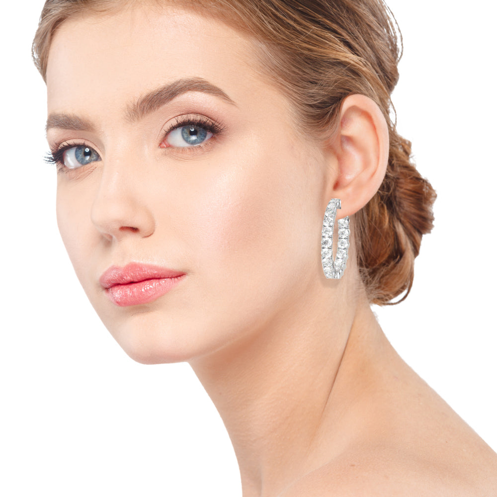 6 7/8 ct tw Lab Grown Diamond Earrings in 14K White Gold