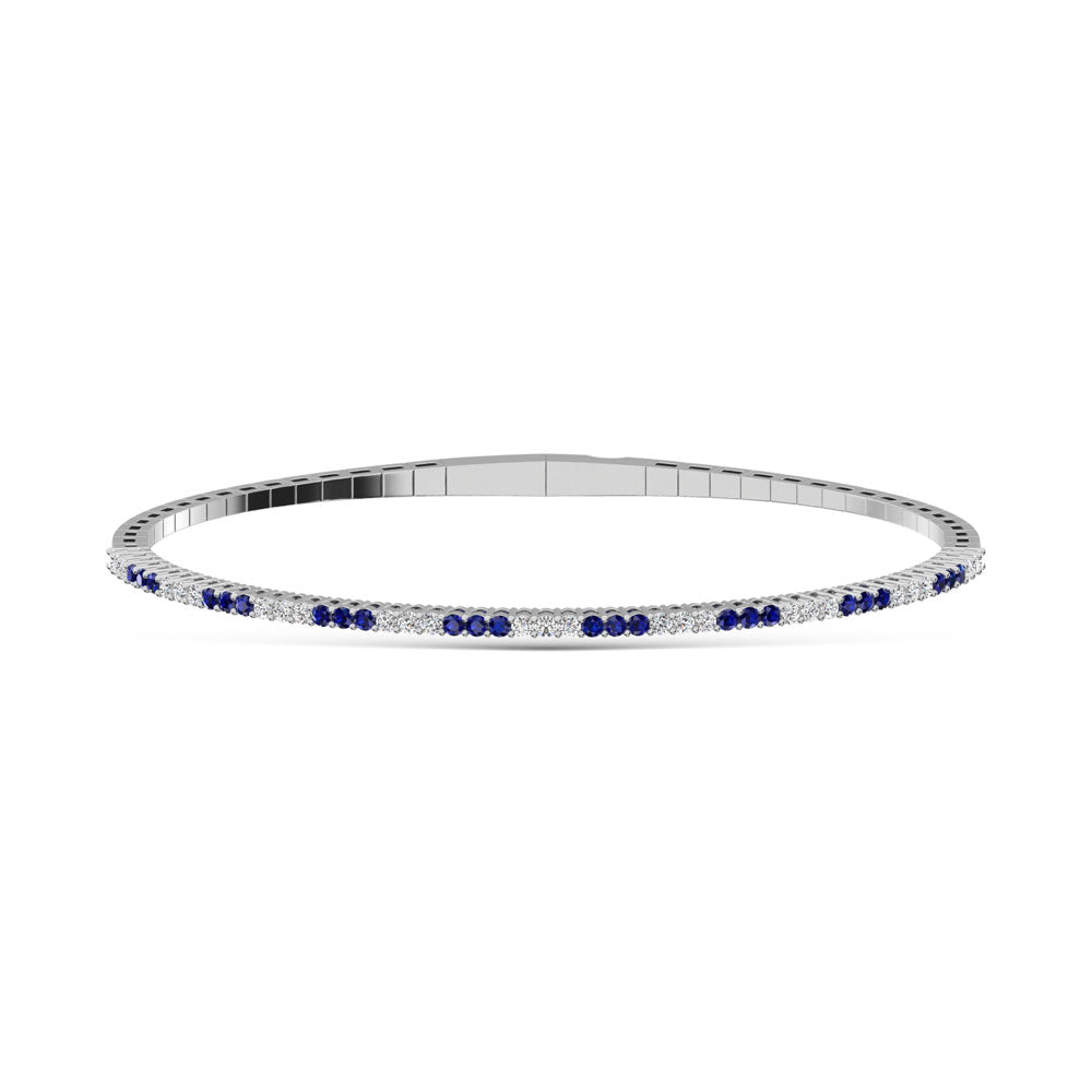Elegant 925 Silver diamond bangle, showcasing 0.95 CTW lab grown diamond, with round-cut stones, close-up detail shot.