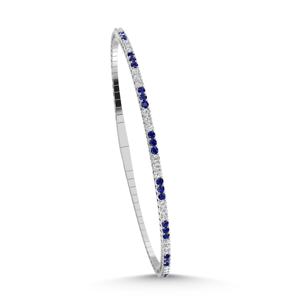 925 Silver diamond bangle, set with 0.95 CTW lab grown diamond, side profile view, Chicago fine jewelry, nationwide shipping.