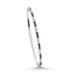 925 Silver diamond bangle, set with 0.95 CTW lab grown diamond, side profile view, Chicago fine jewelry, nationwide shipping.
