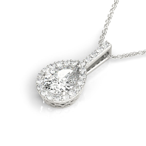 1/2 ct tw Pear Lab Grown Diamond Necklace in 14K White Gold