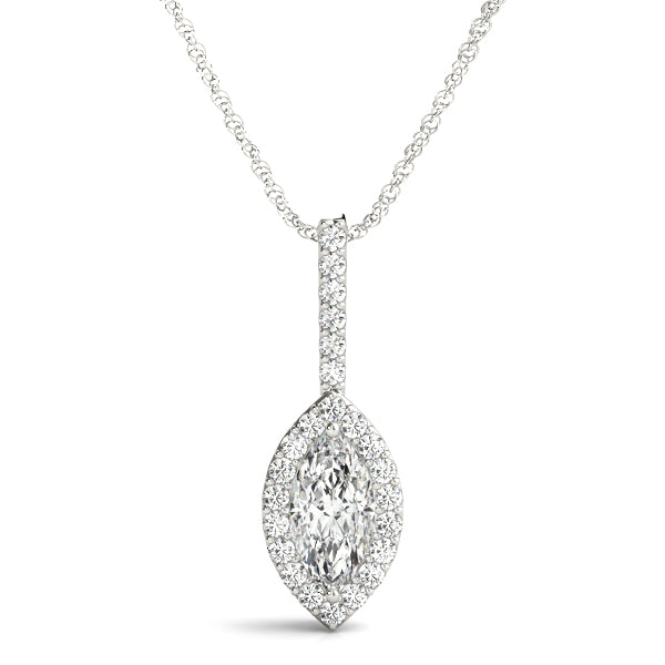 5/8 ct tw Marquise Lab Grown Diamond Necklace in 14K White Gold