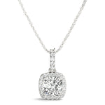 7/8 ct tw Cushion Lab Grown Diamond Necklace in 14K White Gold