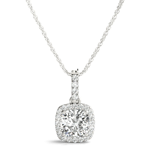 7/8 ct tw Cushion Lab Grown Diamond Necklace in 14K White Gold
