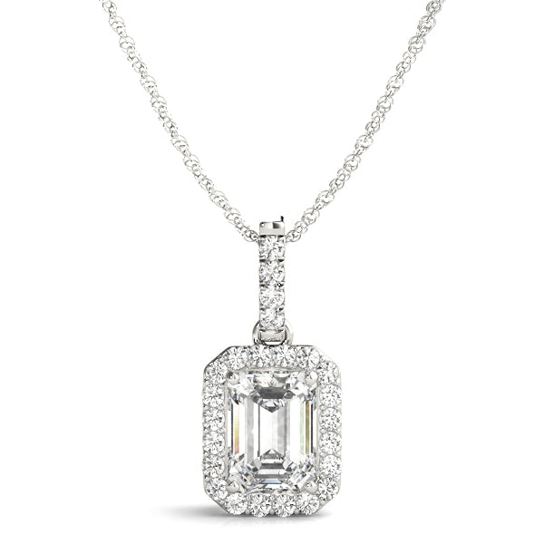 1/2 ct tw Emerald-Cut Lab Grown Diamond Necklace in 14K White Gold