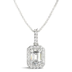 1/2 ct tw Emerald-Cut Lab Grown Diamond Necklace in 14K White Gold
