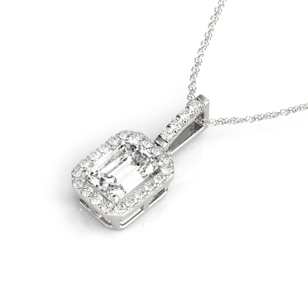 1/2 ct tw Emerald-Cut Lab Grown Diamond Necklace in 14K White Gold
