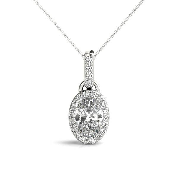 1/2 ct tw Oval Lab Grown Diamond Necklace in 14K White Gold