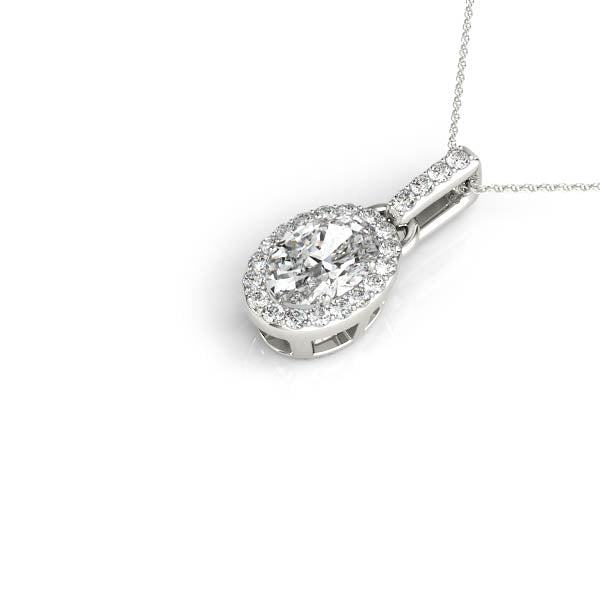 1/2 ct tw Oval Lab Grown Diamond Necklace in 14K White Gold
