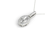 1/2 ct tw Oval Lab Grown Diamond Necklace in 14K White Gold