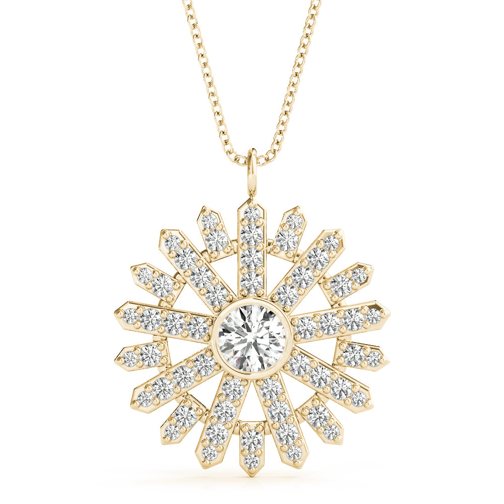 3/4 ct tw Round Lab Grown Diamond Necklace in 14K Yellow Gold