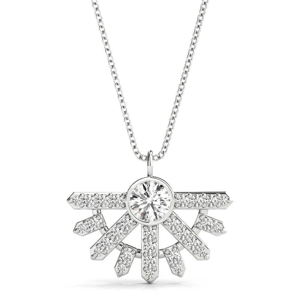 1/2 ct tw Round Lab Grown Diamond Necklace in 14K White Gold