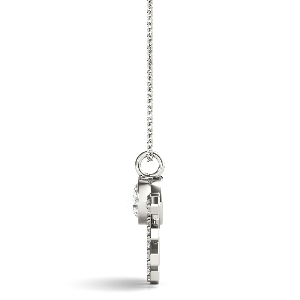 1/2 ct tw Round Lab Grown Diamond Necklace in 14K White Gold