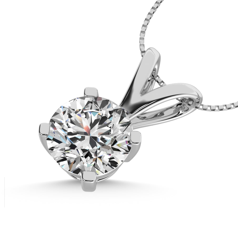 14K White Gold Lab Grown Diamond 1 Ct.Tw. IGI Certified VS F+ Solitaire Pendant (Available in 1ct to 2ct)  Picasso Gold & Diamond Jewelry