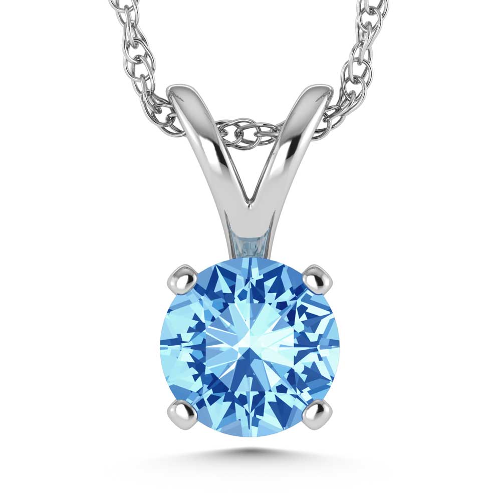 14K White Gold Lab Grown Blue Diamond 1/2 Ct.Tw. Solitaire Pendant  Picasso Gold & Diamond Jewelry