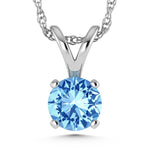 14K White Gold Lab Grown Blue Diamond 1/2 Ct.Tw. Solitaire Pendant  Picasso Gold & Diamond Jewelry