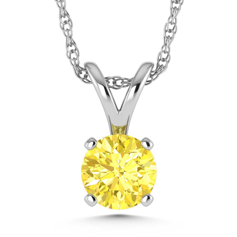 14K White Gold Lab Grown Yellow Diamond 1/2 Ct.Tw. Solitaire Pendant