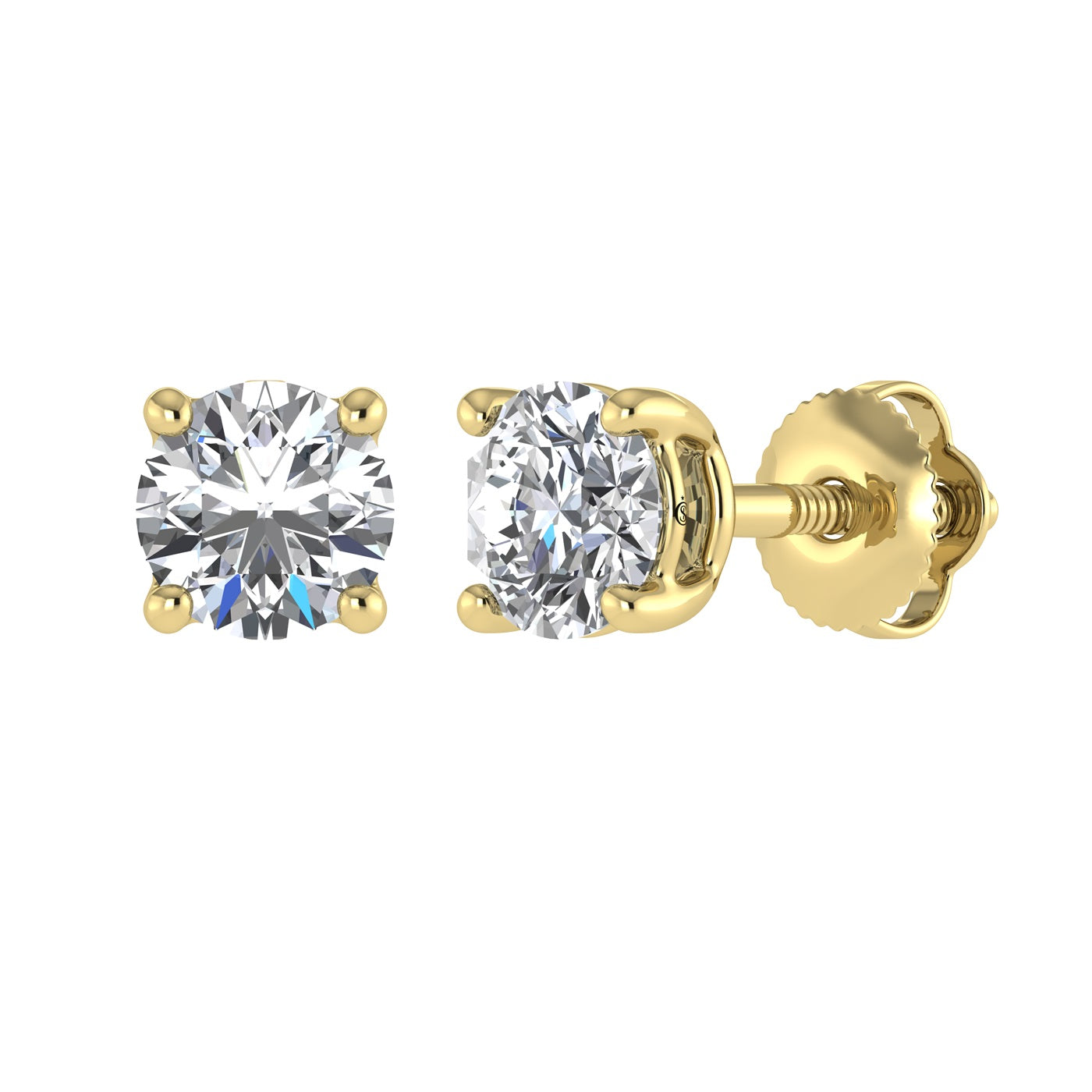 Handcrafted 14k Yellow Gold solitaire ring, set with 1 CTW lab grown diamond, in a round cut, close-up detail shot | Picasso Gold & Diamond Jewelry.