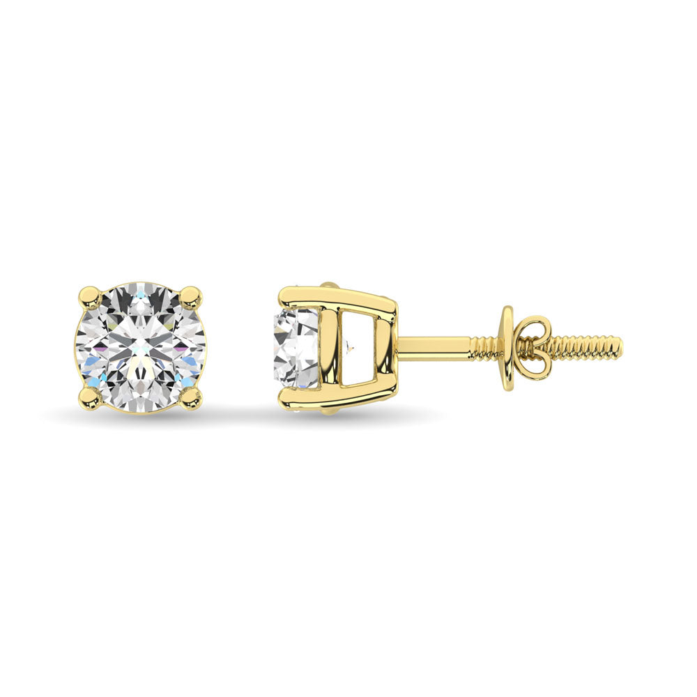 14K Yellow Gold 1/2 Ct.TY. Premium Diamond Stud Earrings  Picasso Gold & Diamond Jewelry