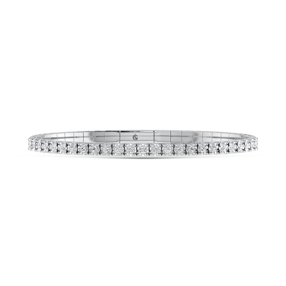 Sterling Silver Labgrown Diamond 1 Ct.Tw. Flexi Bangle