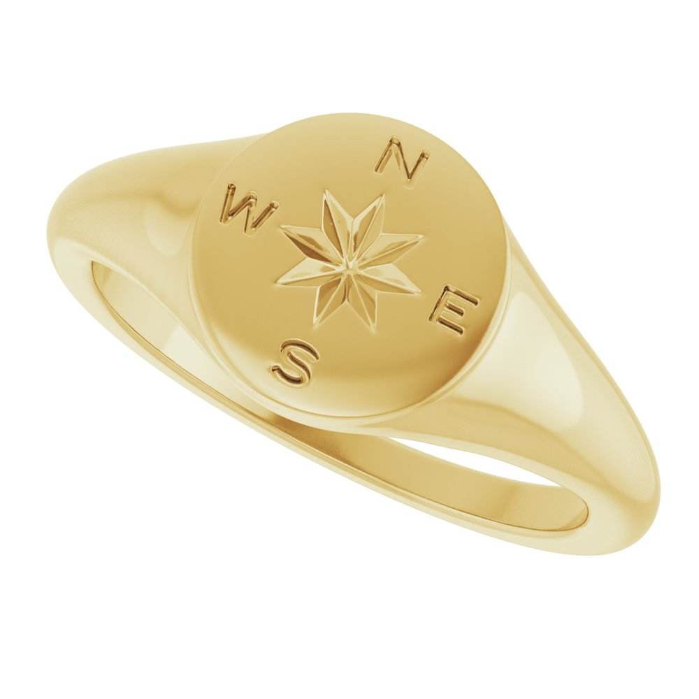 14K Gold Compass Signet Ring - Picasso Gold & Diamond Jewelry