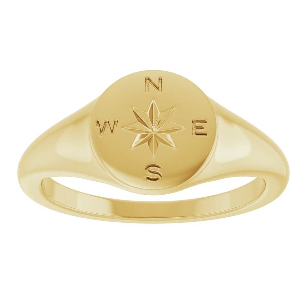 14K Gold Compass Signet Ring - Picasso Gold & Diamond Jewelry