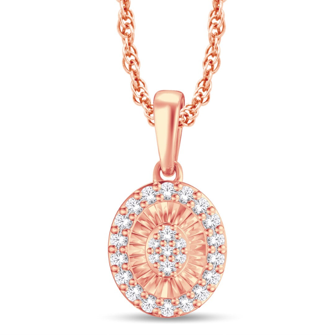 10 Karat Rose Gold 0.15 Carat Diamonds Oval Pendant - Picasso Gold & Diamond Jewelry
