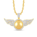 10 Karat All Yellow Gold 3.00 Carat Diamonds Round With Wings HipHop Pendant - Picasso Gold & Diamond Jewelry