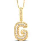 10 Karat Two-Tone (Yellow and White) Gold 0.32 Carat Diamonds Initial (G) HipHop Pendant-1026153-YW - Picasso Gold & Diamond Jewelry