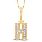 10 Karat All Yellow Gold 0.32 Carat Diamonds Initial (H) HipHop Pendant-1026154-ALY - Picasso Gold & Diamond Jewelry
