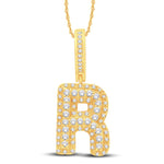 10 Karat White Gold 0.31 Carat Diamonds Initial (R) HipHop Pendant-1026159-WG - Picasso Gold & Diamond Jewelry