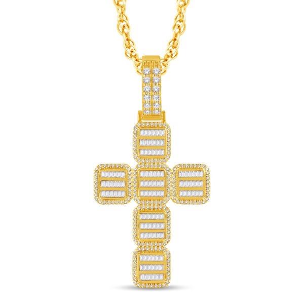 10 Karat All Yellow Gold 1.25 Carat Diamonds Latin Cross HipHop Pendant-1026034-ALY - Picasso Gold & Diamond Jewelry