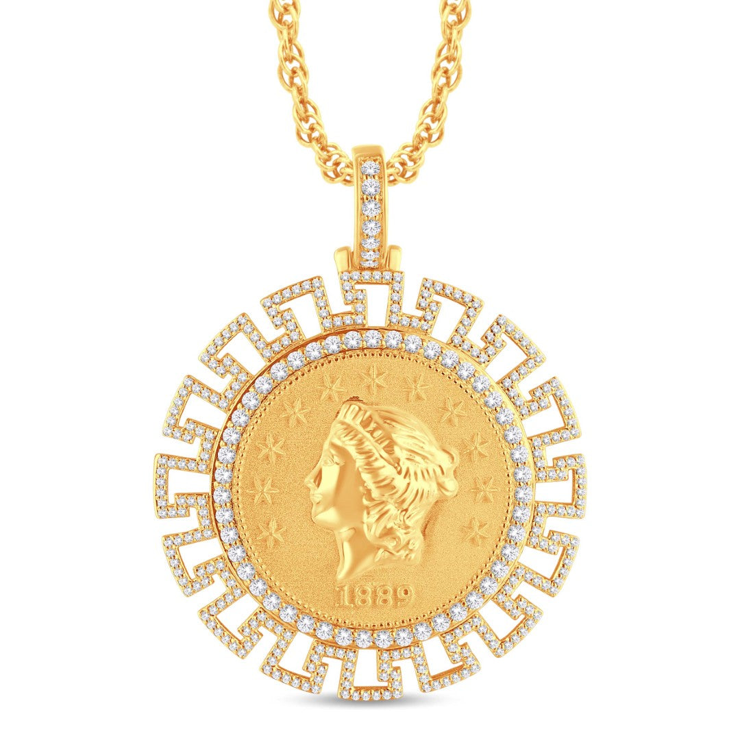 10 Karat All Yellow Gold 1.85 Carat Diamonds Fashion HipHop Pendant - Picasso Gold & Diamond Jewelry